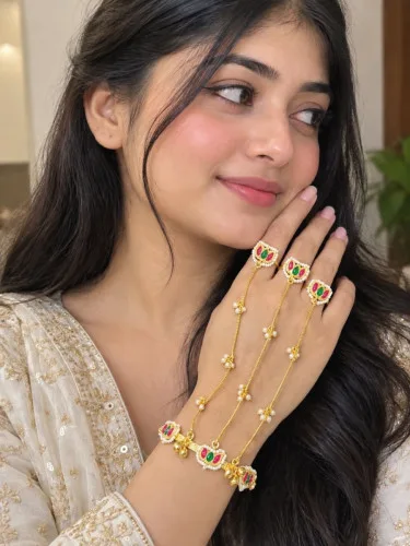 Copper Hathphool Series lotus-shaped kundan design