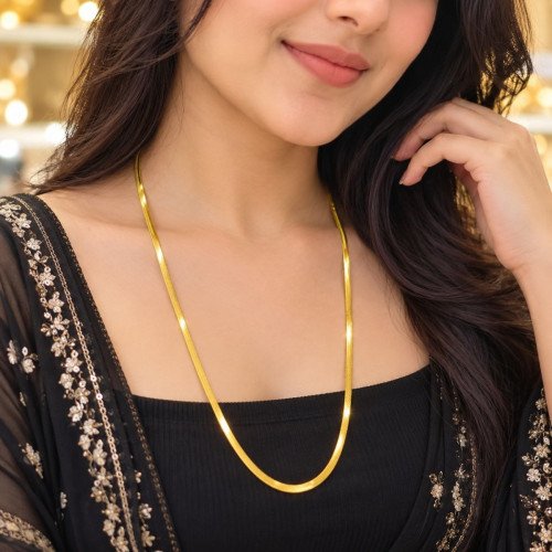 SS Snake Blade Chain Necklace  65cm